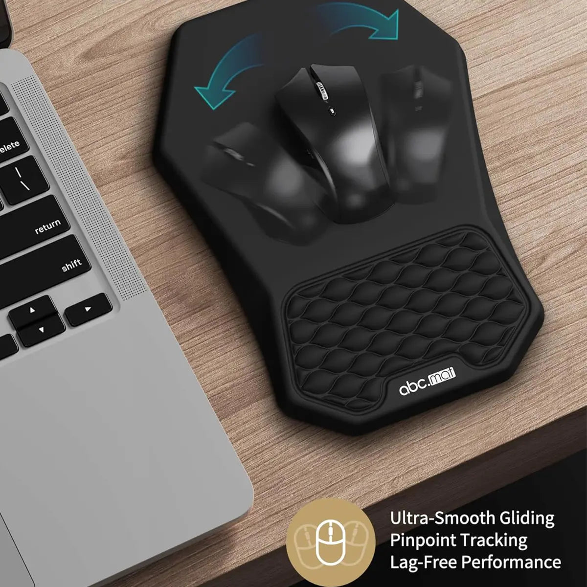 Ergonomic Mouse Pad and Keyboard Wrist Rest Support Set, Massage Design Mousepad for Carpal Tunnel Pain Relief, Memory Foam, Non-Slip PU Base for Computer Desk