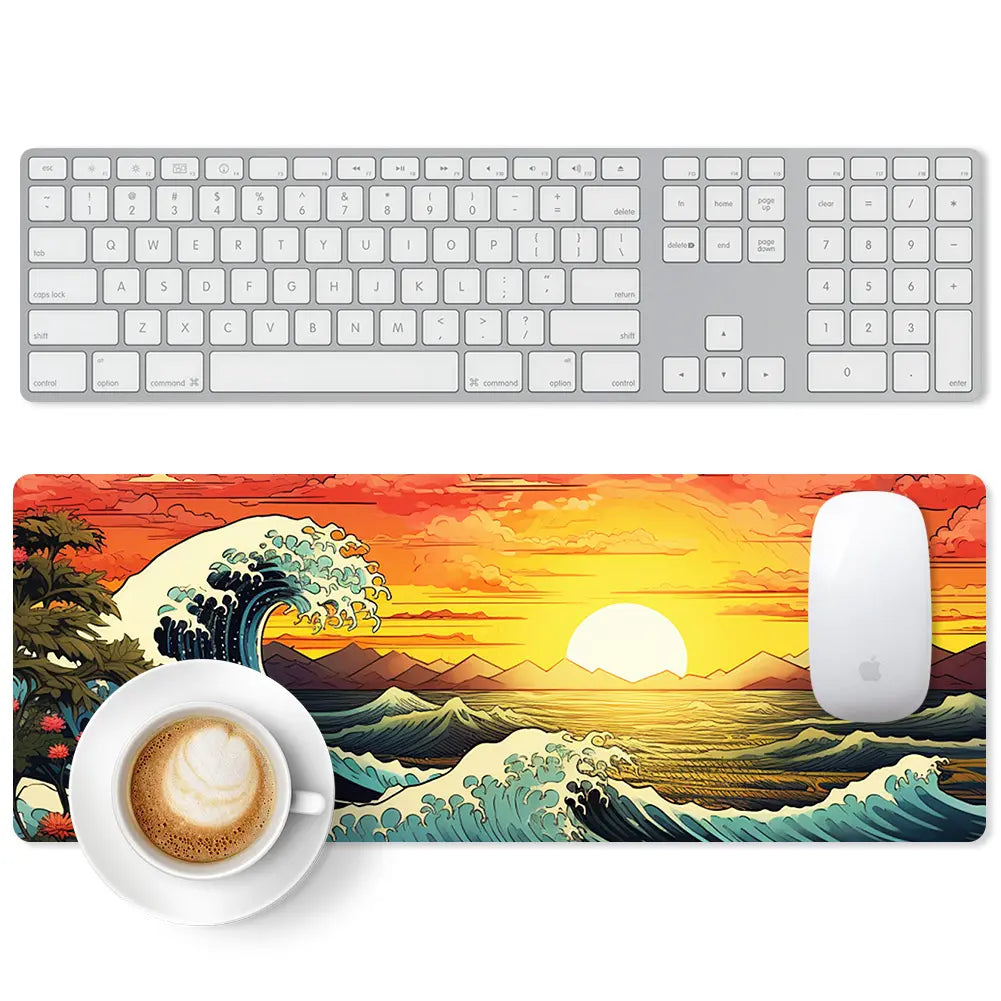 Large Gaming Mouse Pad Full Keyboard Laptop Computer Mouse Mat 31.5 X 11.8 Inches Waterproof Anti-Slip Neoprene Base for Home Office Geometric Design Summervibes