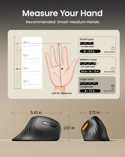 Protoarc Ergonomic Bluetooth Vertical Mouse, EM11 NL Wireless Rechargeable Optical Mice, Computer Gaming Mouse with 3 Multi-Device, 3 Level Adjustable DPI, Tiktokshopblackfriday, Tiktokshopcybermonday