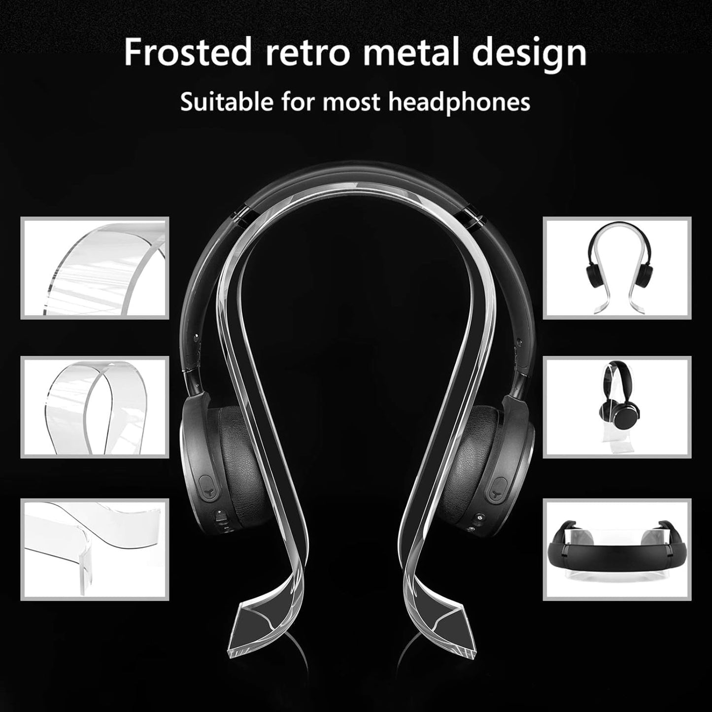 Clear Omega Headphone Stand for On-Ear Headphone, Gaming Headset Stand, Desk Display Hanger, Compatible with Bose, Marshall, Jabra, JBL, ATH, Sony, AKG, Sennheiser Headset (Clear)