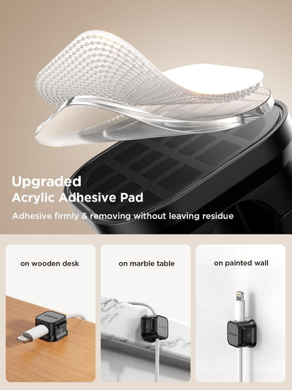 9 Pack Magnetic Cable Clips [Cable Smooth Adjustable] Cord Holder, under Desk Cable Management,  Adhesive Wire Holder Keeper Organizer for Home Office Desk Phone Car Wall Desktop Nightstand