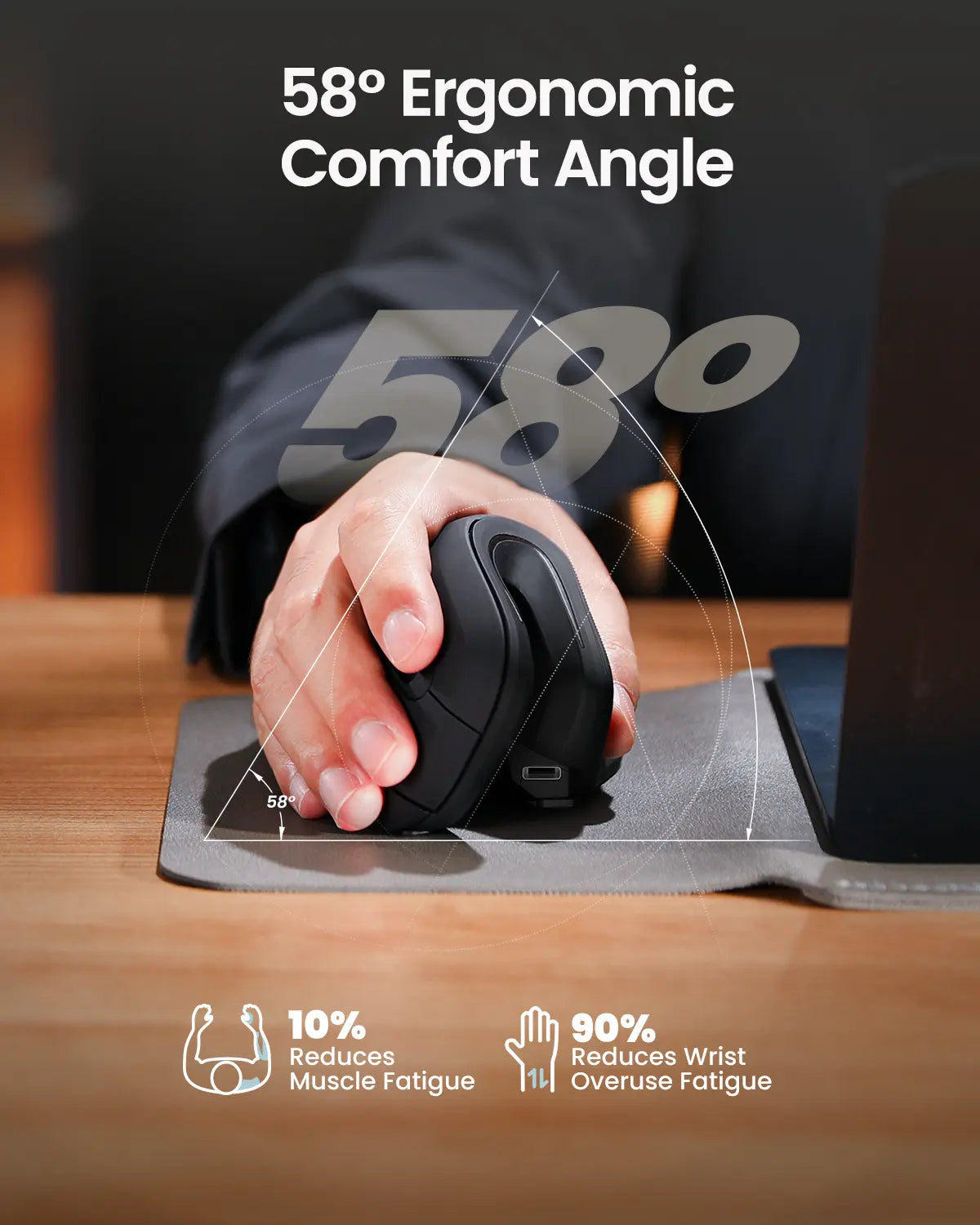 Protoarc Ergonomic Bluetooth Vertical Mouse, EM11 NL Wireless Rechargeable Optical Mice, Computer Gaming Mouse with 3 Multi-Device, 3 Level Adjustable DPI, Tiktokshopblackfriday, Tiktokshopcybermonday