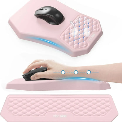 Ergonomic Mouse Pad and Keyboard Wrist Rest Support Set, Massage Design Mousepad for Carpal Tunnel Pain Relief, Memory Foam, Non-Slip PU Base for Computer Desk