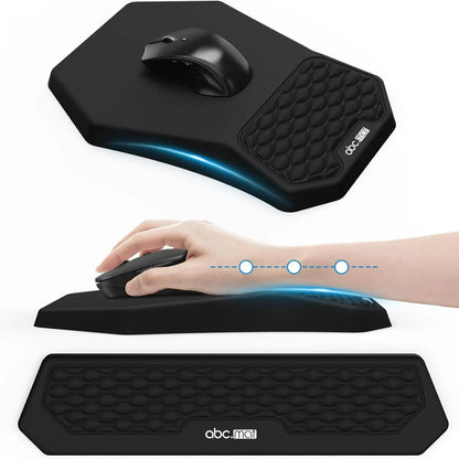 Ergonomic Mouse Pad and Keyboard Wrist Rest Support Set, Massage Design Mousepad for Carpal Tunnel Pain Relief, Memory Foam, Non-Slip PU Base for Computer Desk
