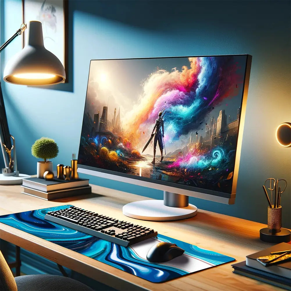 Large Gaming Mouse Pad Full Keyboard Laptop Computer Mouse Mat 31.5 X 11.8 Inches Waterproof Anti-Slip Neoprene Base for Home Office Geometric Design Summervibes