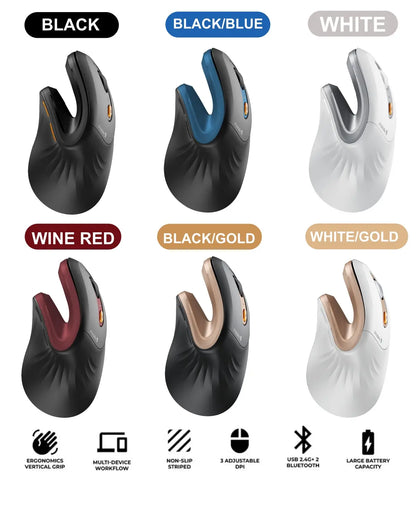 Protoarc Ergonomic Bluetooth Vertical Mouse, EM11 NL Wireless Rechargeable Optical Mice, Computer Gaming Mouse with 3 Multi-Device, 3 Level Adjustable DPI, Tiktokshopblackfriday, Tiktokshopcybermonday