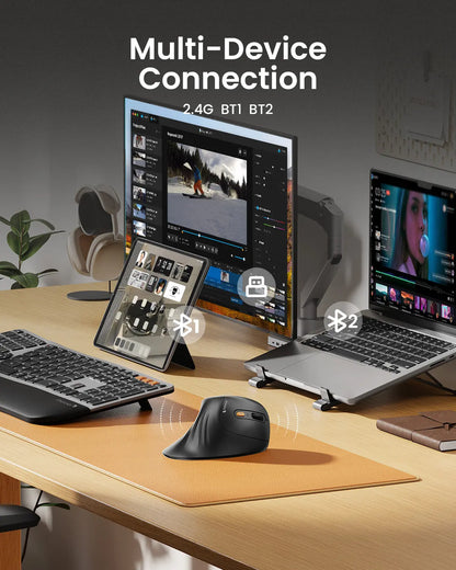 Protoarc Ergonomic Bluetooth Vertical Mouse, EM11 NL Wireless Rechargeable Optical Mice, Computer Gaming Mouse with 3 Multi-Device, 3 Level Adjustable DPI, Tiktokshopblackfriday, Tiktokshopcybermonday