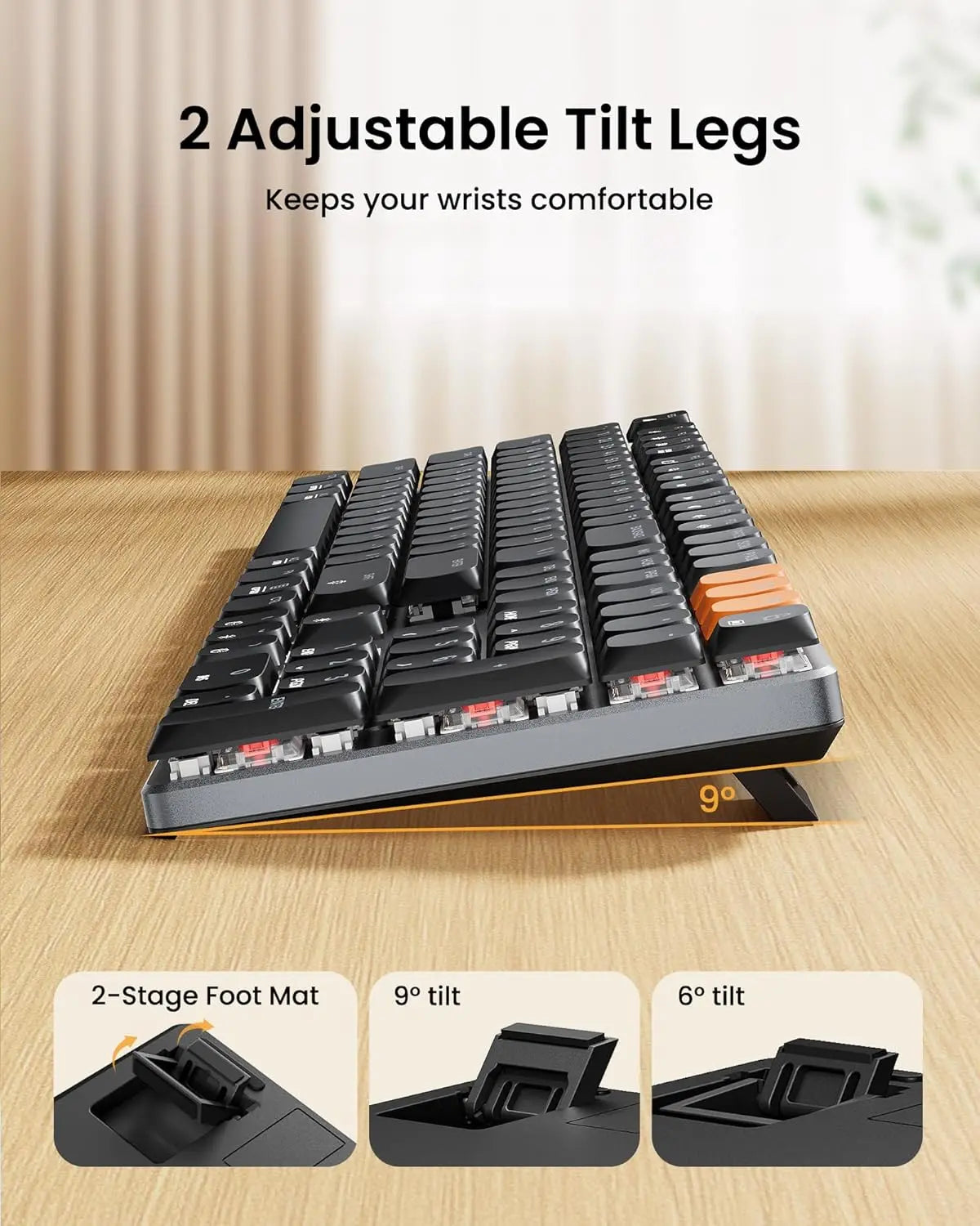 Protoarc Wireless Mechanical Keyboard, K310 Pro Backlit Bluetooth Aluminum Keyboard, 2.4G+Dual BT, Linear Red Switches, Programmable Keys, Low Profile Keys, Full Size, Rechargeable, Multi-Device