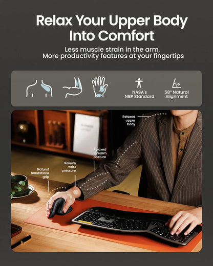 Protoarc Ergonomic Bluetooth Vertical Mouse, EM11 NL Wireless Rechargeable Optical Mice, Computer Gaming Mouse with 3 Multi-Device, 3 Level Adjustable DPI, Tiktokshopblackfriday, Tiktokshopcybermonday
